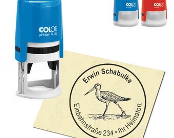 Stamp Address stamp personalized - Sandpiper - around ∅ 40 mm