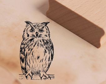 Motief Stempel Oehoe Stempel 28 x 48 mm - Houten Stempel Scrapbooking Embossing - Gift Owl Owl Stamp Forest Bird Night Bird Night Owl