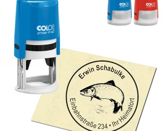 Stamp Address stamp personalized - salmon - around ∅ 40 mm
