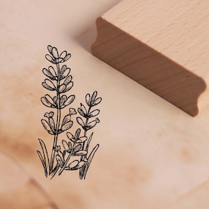 Timbro con motivo lavanda 28 x 58 mm - timbro in legno scrapbooking goffratura artigianato timbratura - regalo fiori piante botanica giardino