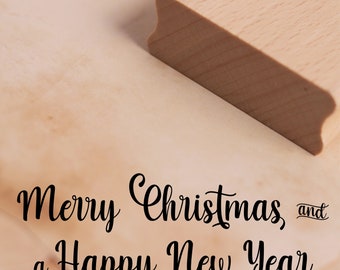 Stamp Merry Christmas and a happy new year - Motif stamp approx. 68 x 25 mm - Scrapbooking wooden stamp Embossing Christmas stamp Xmas Greeting