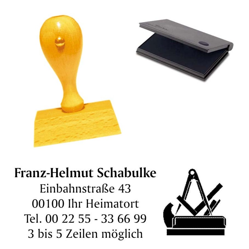 Adressenstempel TISCHLER ZUNFT mit Kissen Bild 1