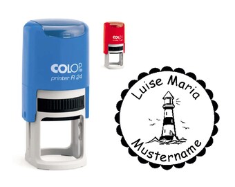 Stempel Kinderstempel « LEUCHTTURM » mit persönlichem Namen Name Geschenk Einschulung Schule Schulanfang Schüler Schulkind Kinder maritim