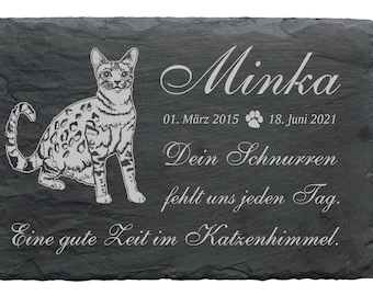 Commemorative plaque Bengal cat with name and date • 22 x 16 cm saying engraving motif • gravestone animal gravestone animal grave grave burial cemetery grave