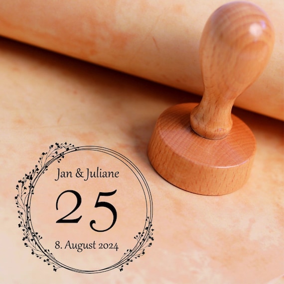 Timbro "Vielen Dank" Con Manico In Legno - 60 X 18 Mm - Foto 6