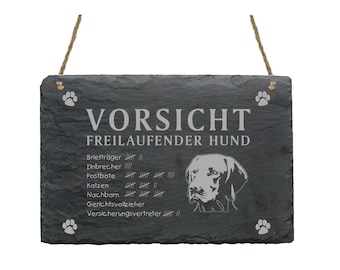 Schiefertafel « MAGYAR VIZSLA - Vorsicht – freilaufender Hund » Schild Türschild Hund Hunde Garten Hundeschild Warnung Humor Hundezubehör