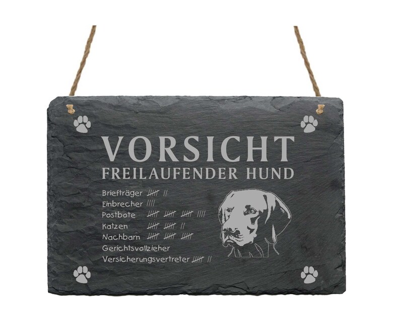 Schiefertafel MAGYAR VIZSLA Vorsicht freilaufender Hund Schild Türschild Hund Hunde Garten Hundeschild Warnung Humor Hundezubehör Bild 1