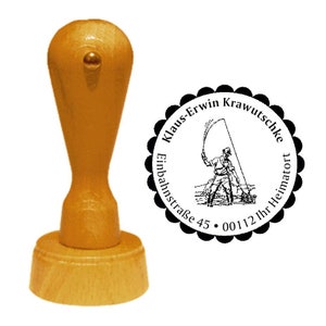 Stempel « ANGLER » Adressenstempel Name Motiv Adresse Beruf Arbeit Fischer Fischerei Angeln Fische Angelsport Hobby Freizeit Fischen Boot