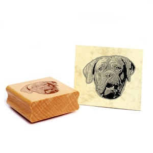Motiefstempel Bordeaux mastiff stempel hond houten stempel 48 x 42 mm - cadeau idee hondeneigenaar hondenfan hondenliefhebber cadeau