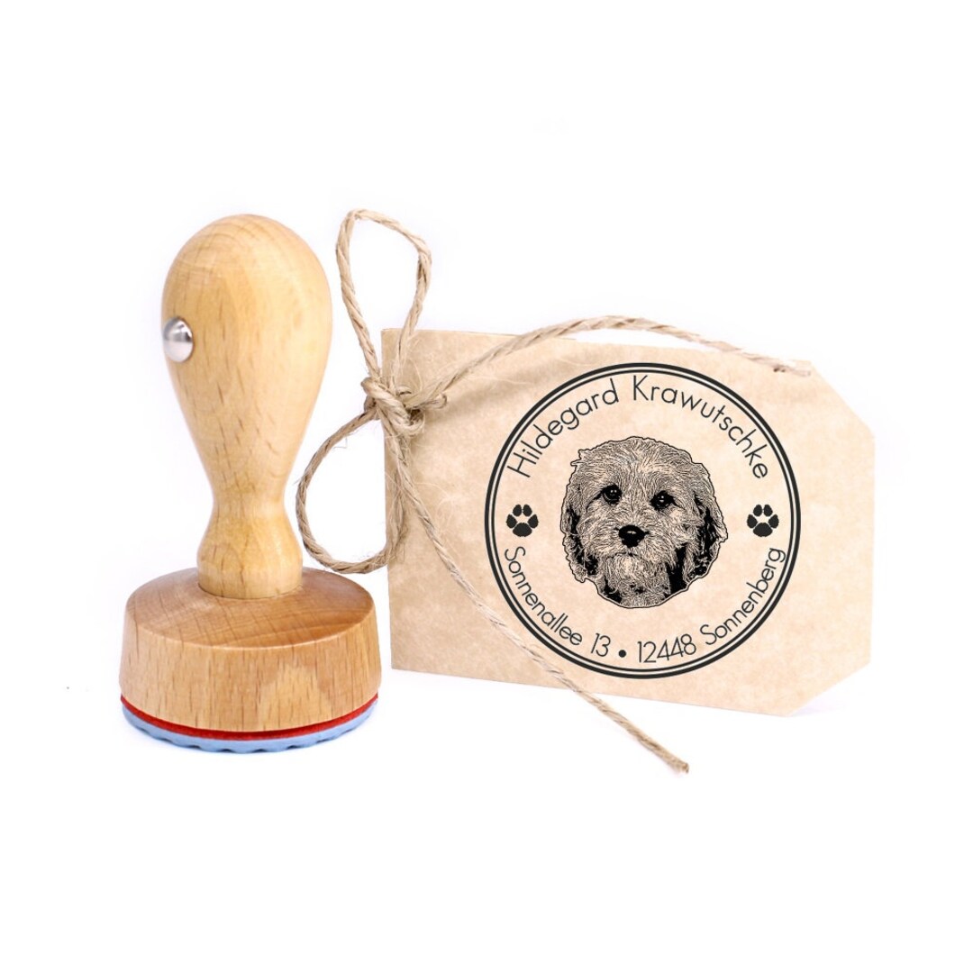 Stamp Personalized Cavapoo Dog Dogs Round 40 Mm Address Stamp Wooden ...