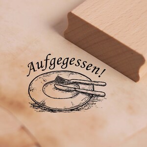 Motiefstempel gegeten - leeg bord met bestekstempel houten stempel 38 x 28 mm - scrapbooking embossing stempelen ambachtelijk cadeau