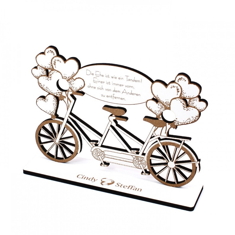 Wedding money gift tandem with heart balloons - incl. names - sign for money voucher gift certificate wedding gift love marriage image 2