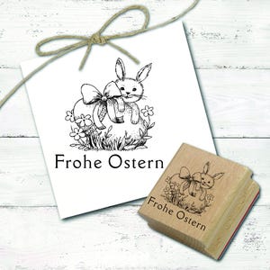 Stamp Happy Easter Easter Bunny Bow Easter Egg Flowers - 40 x 40 mm - Motif Stamp Wooden Stamp Scrapbooking Spring Kindergarten School