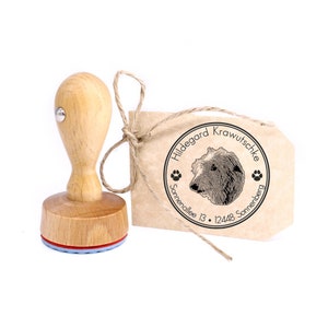 Stamp personalized Deerhound dog round 40 mm address stamp wooden stamp - name address address stamp name stamp motif stamp
