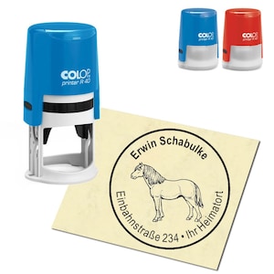 Timbro Indirizzo timbro personalizzato - Cavallo islandese Cavallo islandese - circa ∅ 40 mm