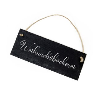 Slate Christmas Bakery 02 - Engraving with Hearts - 22 x 8 cm - Sign Door Sign Kitchen Baker Bakery Christmas Cookies Cookies