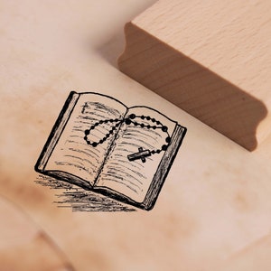 Motiefstempel Open Bijbel - Stempel Houten Stempel 48 x 38 mm - Stempelen Ambachten Scrapbooking Embossing Kleuterschool School Kerk