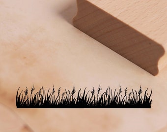 Motif Timbre Bordure Herbe Silhouette Timbre Herbe 98 x 17 mm - Timbre en bois Scrapbooking Embossage Tampon Artisanat Carte Lettre Cadeau