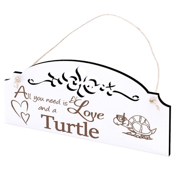 Schild Schildkröte mit Taucherbrille Deko 20x10cm - All you need is Love and a Turtle - Holz - Wanddeko Dekoration Türschild Ornamente