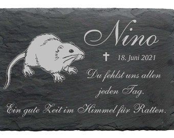 Rat memorial plaque with name and date • 22 x 16 cm saying engraving motif • gravestone animal gravestone animal grave funeral cemetery grave pet