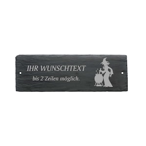 Weatherproof door sign "HEXE AM KESSEL" with desired text or name - approx. 22 x 8 x 0.5 cm sign name plate Wiccan kitchen herb witch cooking