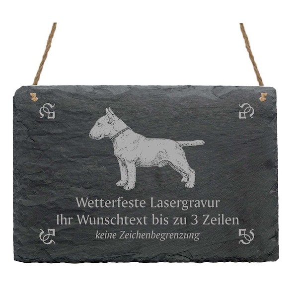 BULLTERRIER Schiefertafel mit Wunschgravur