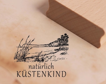 Motivstempel Natürlich Küstenkind - Stempel 48 x 38 mm - Holzstempel Scrapbooking Embossing Stempeln Basteln - Strand Küste Insel Usedom