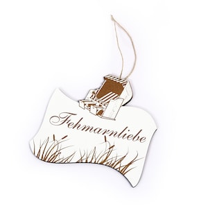 Maritimes Schild « FEHMARN LIEBE » Strandkorb Schilf Türschild maritime Deko Dekoration Geschenk Ferien Urlaub Ostsee Ferienwohnung Andenken