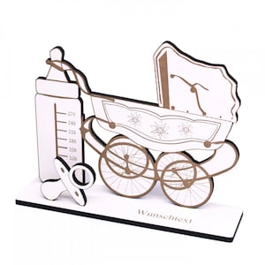 Narodziny prezentu pieniężnego - zabytkowy wózek z pożądanym tekstem - rodzice mama tata prezent dziecko - 19 x 16 cm - smoczek smoczek pomysł na prezent narodziny