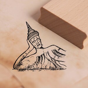 Francobollo Tempio buddha - Francobollo motivo circa 48 x 45 mm - Scrapbooking Timbro in legno Goffratura - Regalo Buddismo Om Religione Asia Cina Reiki