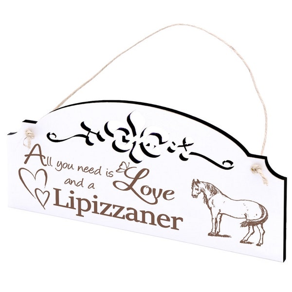 Shield Lipizzaner Horse Decoration 20 x 10 cm - All you need is Love and a Lipizzaner - Wood - Door Sign Decorative Sign Vintage Shabby Ornament Gift