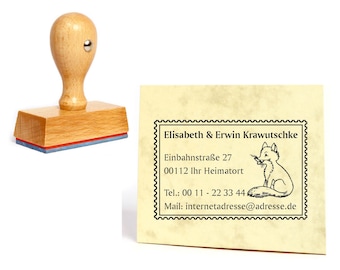 Stempel Fuchs Briefmarke - mit Name und Adresse ca. 60 x 40 mm • Adressenstempel Adressstempel Motivstempel Kinderstempel • Kinder Schule