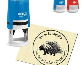 Stempel Adressstempel personalisiert - Stachelschwein - rund ∅ 40mm