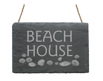 Weatherproof slate table » BEACH HOUSE » Door sign door decoration Beach house hotel pension holiday holiday beach shells Beach hotel