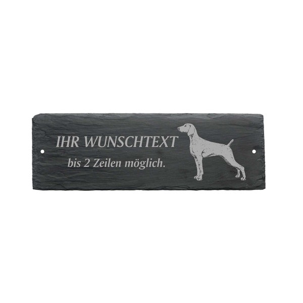 Wetterfestes Türschild « WEIMARANER » mit Wunschtext / Name - ca. 22 x 8 cm Schild Namensschild Familie Klingel Hund Hunde Wachhund Haustier