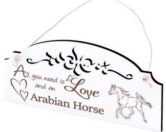 Shield Thoroughbred Arabian Horse Horse Decoration 20 x 10 cm - All you need is Love and an Arabian Horse - Shabby Vintage Door Sign Ornaments