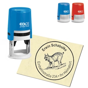 Stempel adresowy personalizowany - ryś - okrągły ∅ 40 mm