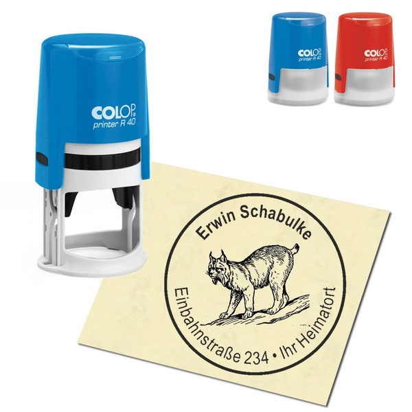 Stempel Adressstempel personalisiert - Luchs - rund ∅ 40mm