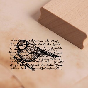 Stamp Bird on Verse - Timbro motivo circa 48 x 28 mm - Scrapbooking Timbro di legno goffratura vintage poesia passero regalo romantico mamma nonna