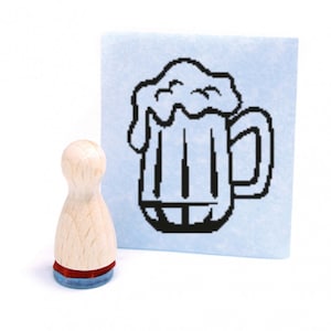 Mini timbro bicchiere da birra - timbro in legno mini motivo timbro dimensione dell'impronta circa Ø12 mm - altezza timbro piccolo 2,5 cm - idea regalo ufficio scrapbooking