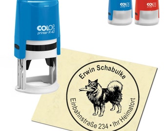 Stempel Adressstempel personalisiert - Wolfsspitz - rund ∅ 40mm