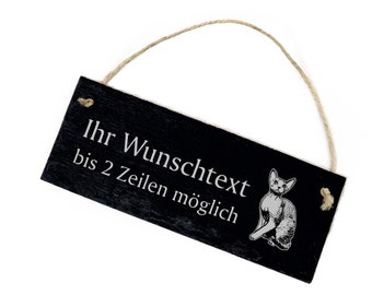 Panneau de porte résistant à la météo Devon Rex chat - avec texte ou nom • environ 22 x 8 cm • Panneau Nom famille Accessoires pour chat Cadeau