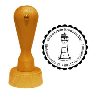 Address stamp « LIGHTHOUSE RED SAND » with personal address and motif - stamp wooden stamp Name North Sea tourists