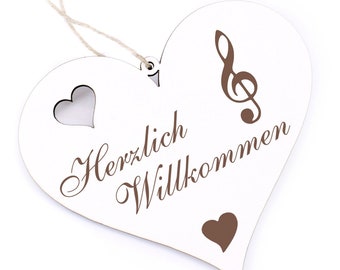 Herzlich Willkommen Schild Mit Pudel – Holzschild, Ca. 13x12 Cm, Lasergravur, Mit Aufhängeband
