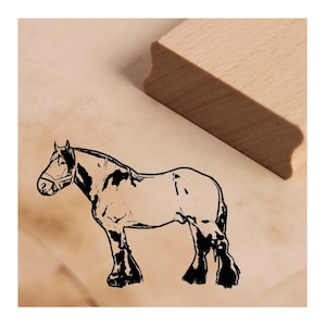 Francobollo Cavallo Auxois - Timbro motivo circa 38 x 38 mm • Timbro in legno Goffratura Scrapbooking • Scuola dell'infanzia Maneggio Equitazione