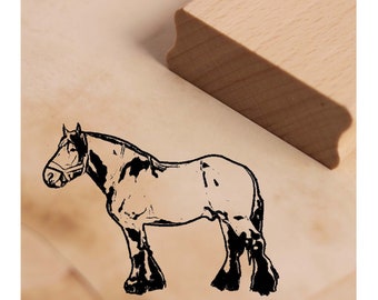 Stamp Horse Auxois - Motif stamp approx. 38 x 38 mm • Wooden stamp Embossing Scrapbooking • Kindergarten School Riding stable Riding