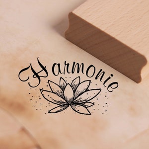 Timbro con motivo armonia fiore di loto - timbro timbro in legno 48 x 28 mm - scrapbooking goffratura artigianale stampaggio - idea regalo Reiki Yoga