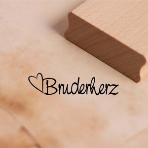 Motivstempel Bruderherz Stempel Bruder 68 x 22 mm - Holzstempel Scrapbooking Embossing Stempeln Basteln - Geschenk Geburtstag Geschwister