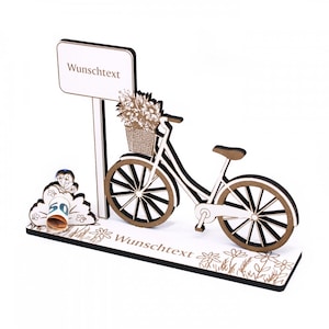 Geldgeschenk Fahrrad Damenrad inkl. Wunschtext / Name Schild für Geld Gutschein Gutscheingeschenk Geschenk Fahrrad Frau Vintage Retro zdjęcie 4