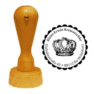 Address stamp « KRONE 01 » with personal address and motif - Stamp Wooden stamp Name King Coronation Kingdom Queen Gold Reign